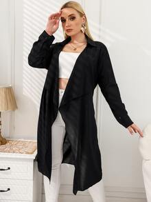 Áo khoác cỡ lớn màu trơn Giải trí - màu đen - Xem 4