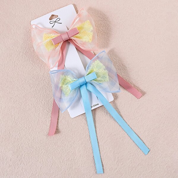 

2pcs Toddler Girls Bow Decor Hair Clip, Multicolor