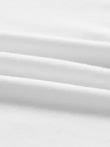 SHEIN EZwear Conjunto de verano de 2 piezas con camiseta sólida de cuello en V - Blanco y Negro - Ver 8