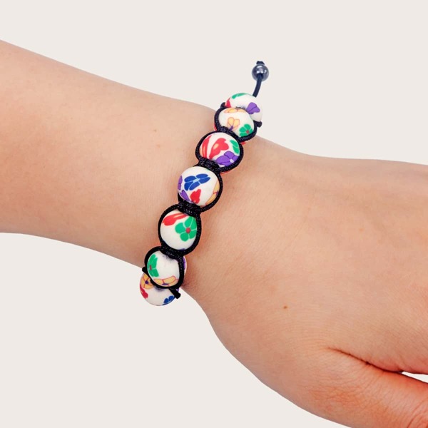 

Flower Print Braided Bracelet, Multicolor