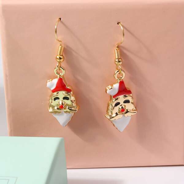 

Christmas Santa Claus Drop Earrings, Multicolor