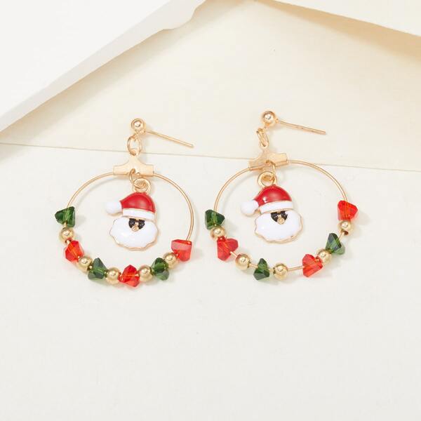 

Christmas Santa Claus Drop Earrings, Multicolor