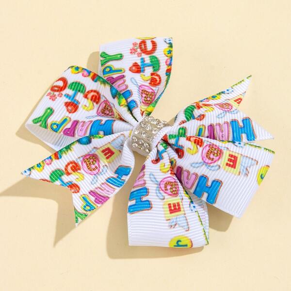 

Letter Pattern Bow Decor Hair Clip, Multicolor