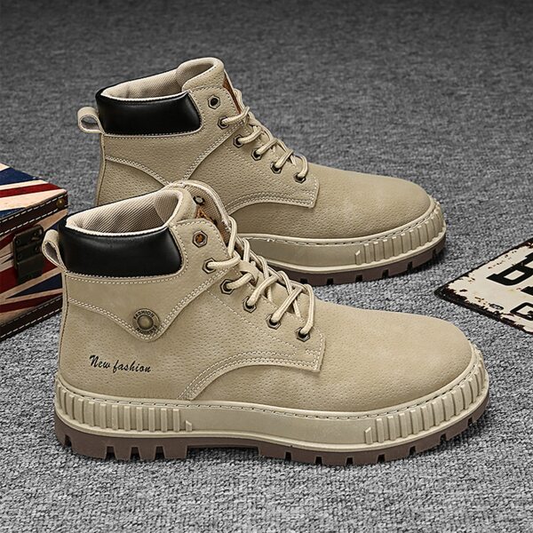 

Men Letter Graphic Lace-up Front Boots, Khaki