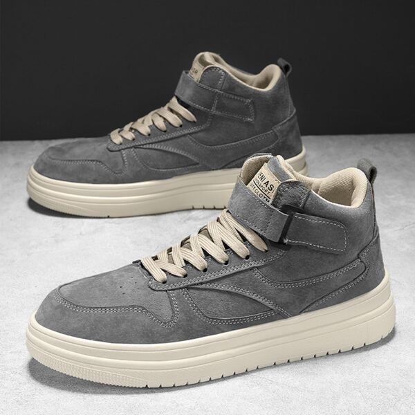

Men Letter Patch Lace Up Design Velcro Strap Sneakers, Grey