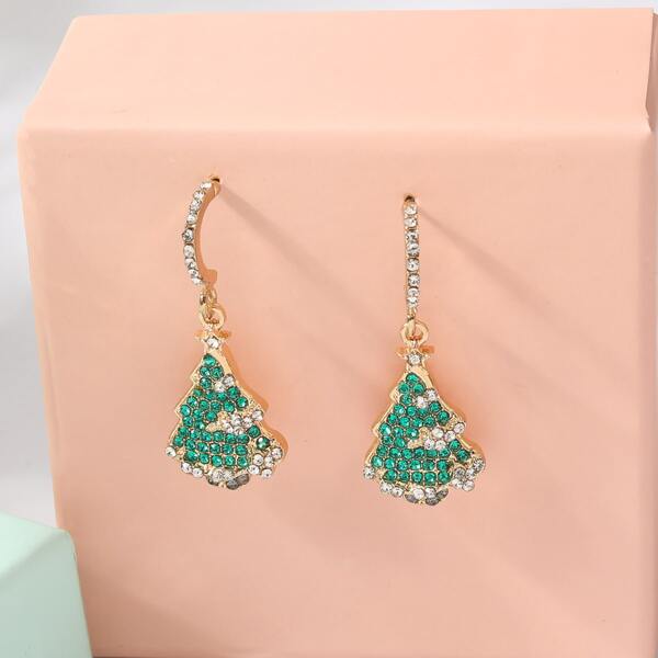 

Christmas Tree Drop Earrings, Green