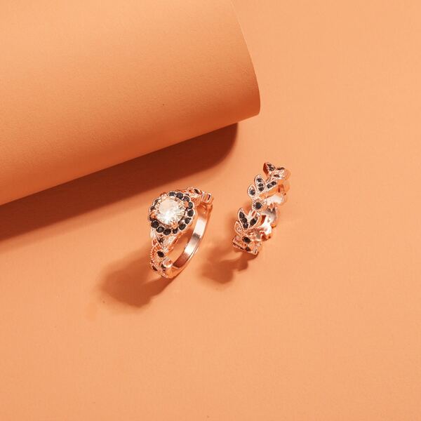 

2pcs Zircon Decor Ring, Multicolor