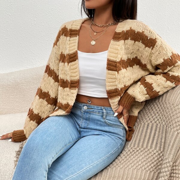 

Open Front Colorblock Cardigan, Multicolor