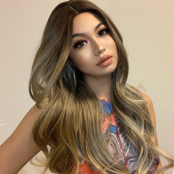 

Lace Front Long Curly Synthetic Wig, Brown