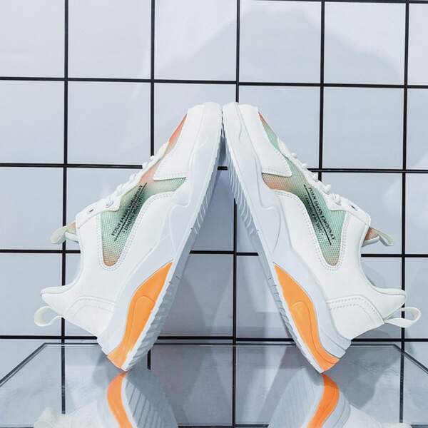

Men Letter Graphic Mesh Panel Sneakers, Orange