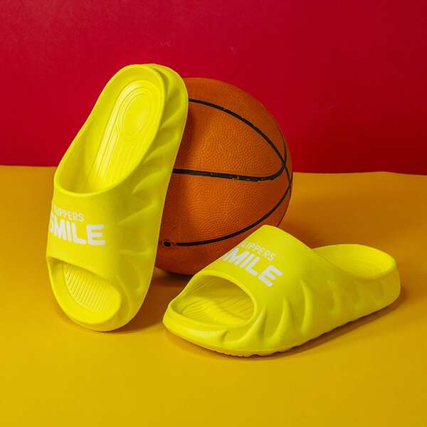 

Kids Letter Graphic Slippers, Yellow