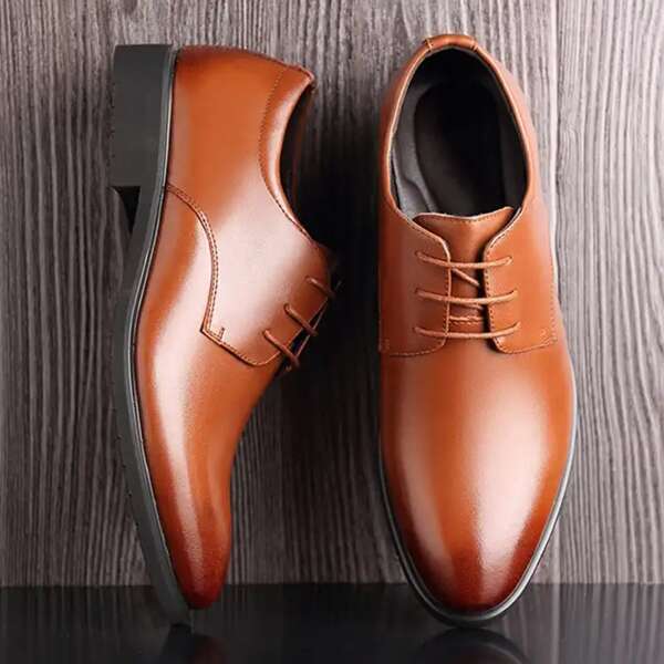

Men Minimalist Lace-up Dress Shoes, Brown