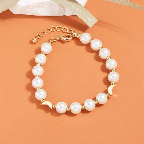 

Faux Pearl Beaded Bracelet, Multicolor