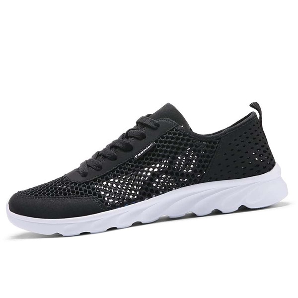

Men Lace-up Front Mesh Sneakers, Black
