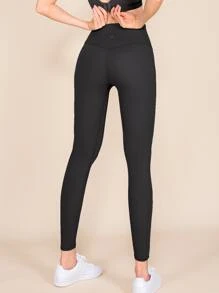 Quần Leggings Thể thao Nữ màu trơn - màu đen - Xem 4