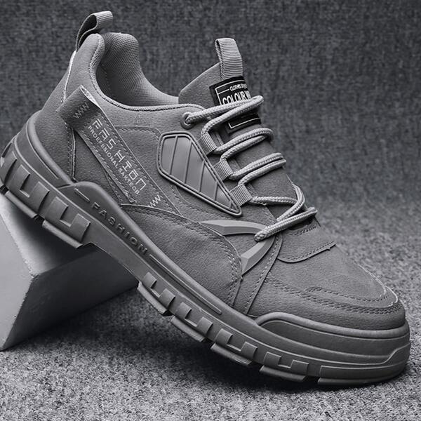 

Men Letter Graphic Lace-up Front Sneakers, Grey