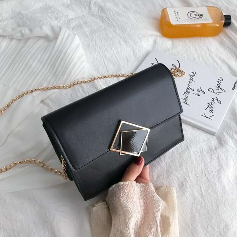 

Minimalist Flap Chain Crossbody Bag, Black
