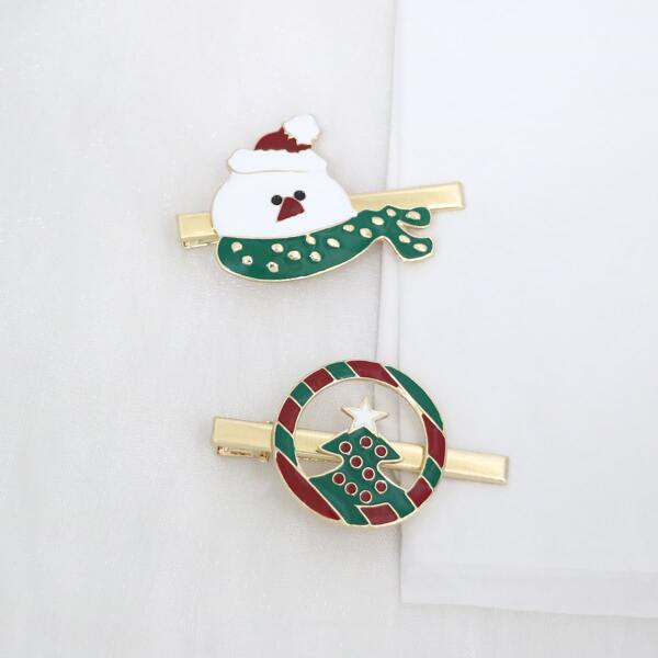 

2pcs Christmas Tree Decor Hair Clip, Multicolor