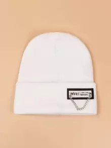 鏈條裝飾針織豆豆帽 - 查看 1