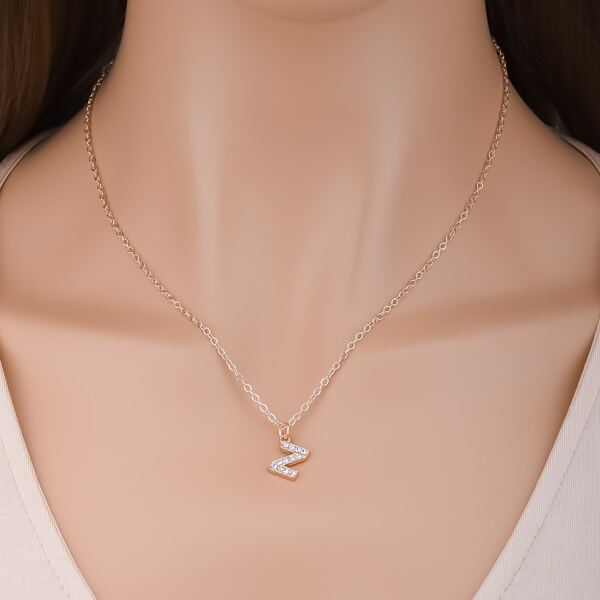 

Rhinestone Letter Charm Necklace, Gold