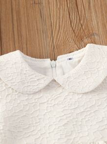 Baby Girl Peter-Pan Collar Mesh Hem Dress - White - View 3