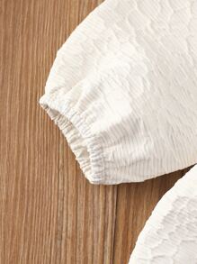 Baby Girl Peter-Pan Collar Mesh Hem Dress - White - View 4