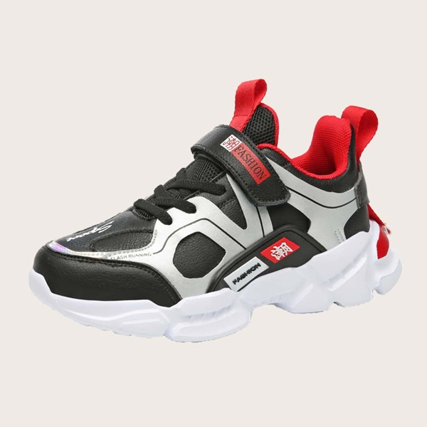

Boys Letter Graphic Velcro Strap Sneakers, Black