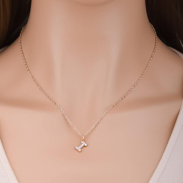 

Rhinestone Decor Letter Charm Necklace, Gold