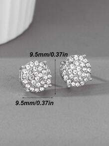 適合女士男士流行龐克嘻哈風格搖滾派對全水鑽華麗裝飾圓形耳釘