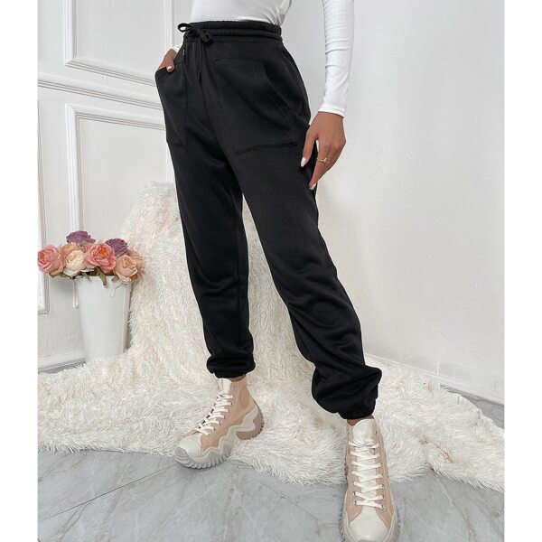 

Solid Slant Pocket Sweatpants, Black