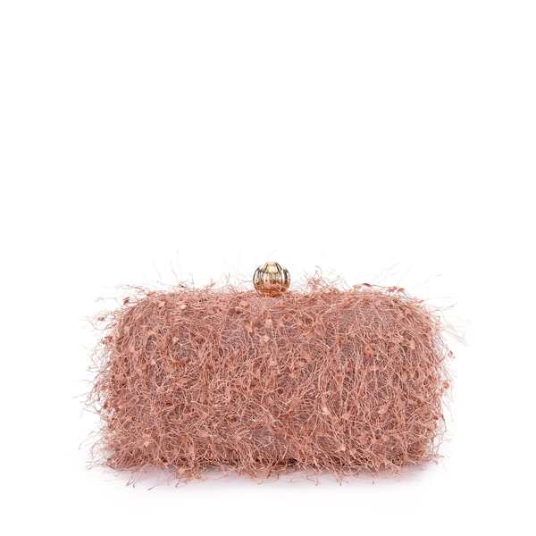 

Fluffy Chain Clutch Bag, Pink