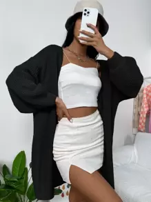 Calvaya Lantern Sleeve Casual Design Cardigan,Long Sleeve Tops