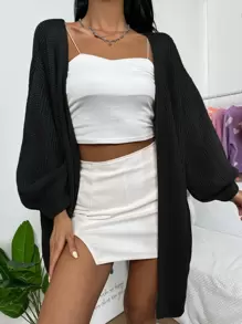 Calvaya Lantern Sleeve Casual Design Cardigan,Long Sleeve Tops