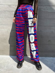 MEYSI KIM 條紋和字母圖案斜插口袋長褲 - 彩色 - 查看 6