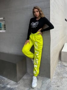 MEYSI KIM 字母圖案腰部鏤空衛褲 - 黃色 - 查看 6