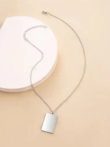 月亮印花項鍊 - 銀色 - 查看 3