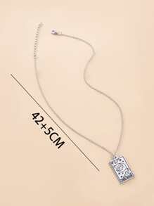 月亮印花項鍊 - 銀色 - 查看 5