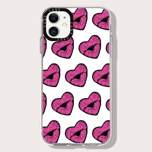 

Heart Lip Painted Phone Case, Multicolor