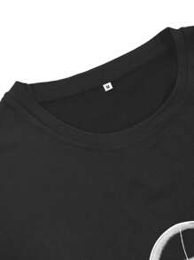 Manfinity 男士字母和宇航員印花T恤 - 黑色 - 查看 3