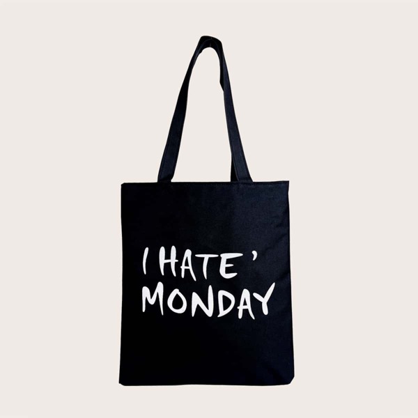 

Letter Graphic Shopper Bag, Black