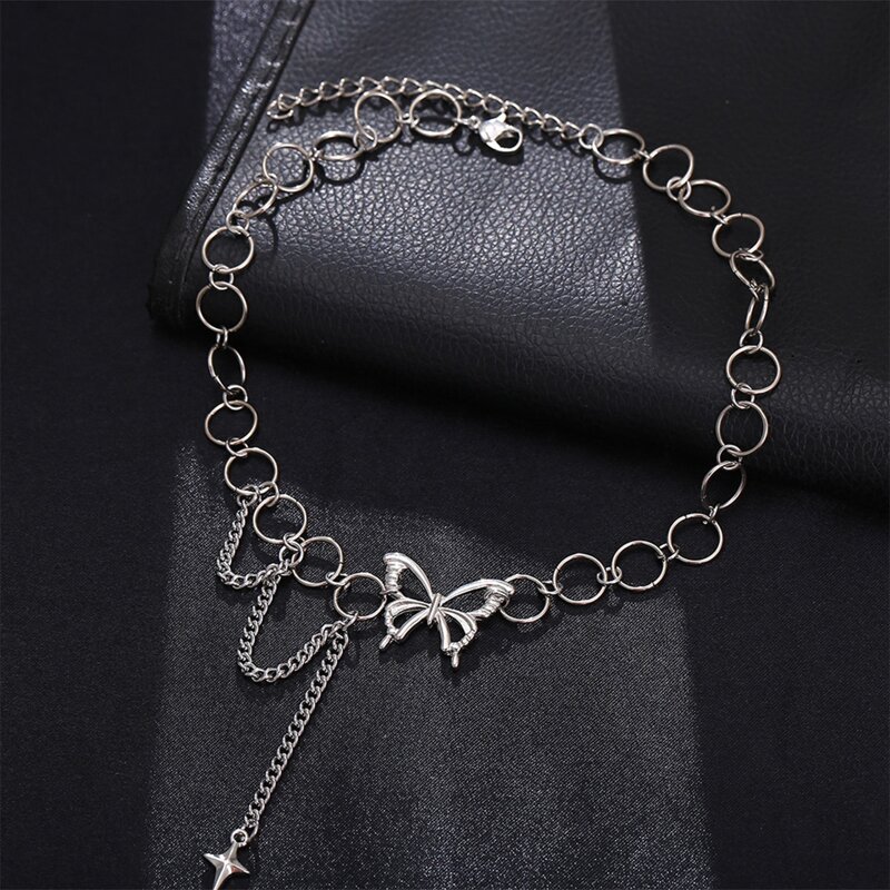 

Butterfly Decor Chain Necklace, Silver