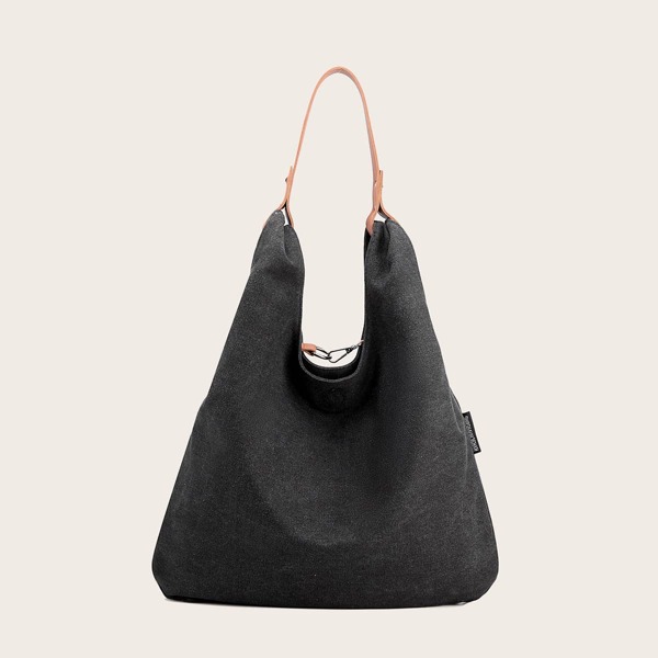 

Snap Button Shoulder Button Bag, Black