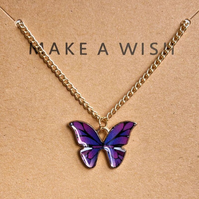 

Butterfly Pendant Chain Necklace, Purple