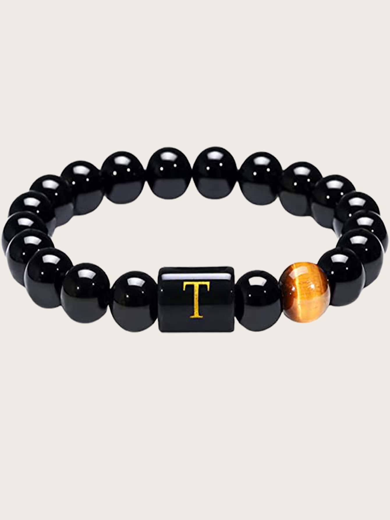 Fashionable and Popular Men Stone Beaded Bracelet Punk Hip Pop Style for Jewelry Gift and for a Stylish Look
