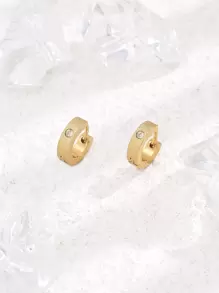 Stainless Steel Earrings - Yellow Gold - View 1