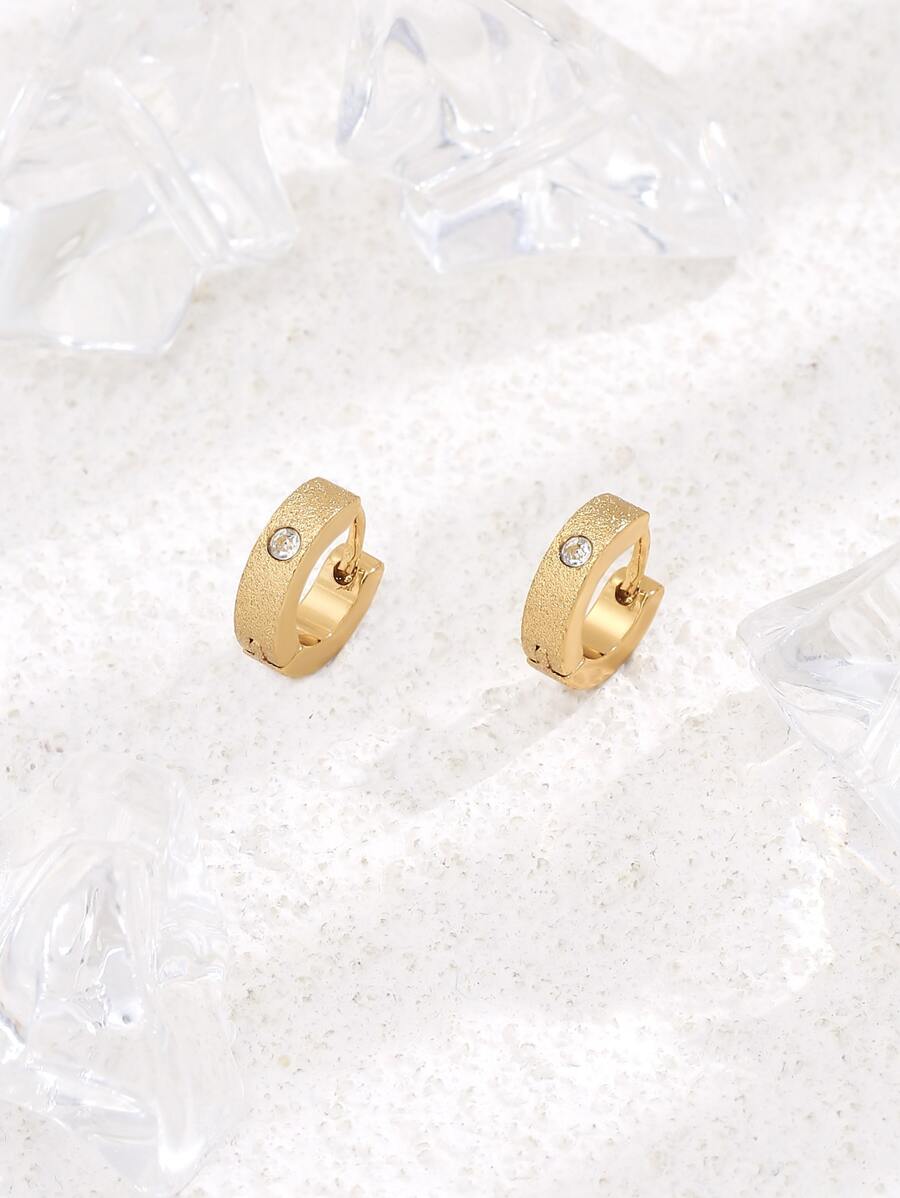 Stainless Steel Earrings - Yellow Gold - View 1