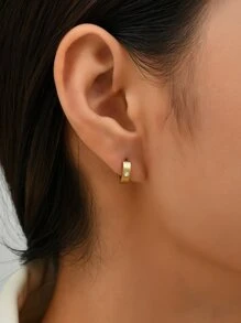 Stainless Steel Earrings - Yellow Gold - View 2