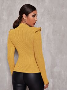 SHEIN Privé Camiseta ajustada ribete fruncido borde en forma de lechuga - Amarillo - Ver 2