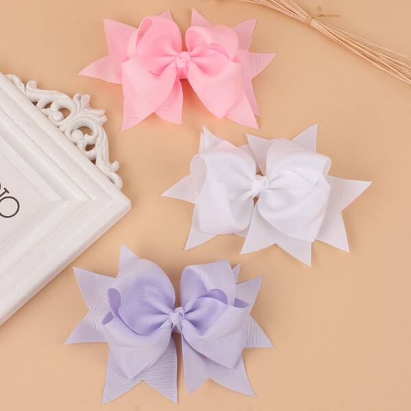 

3pcs Girls Bow Decor Hair Clip, Multicolor