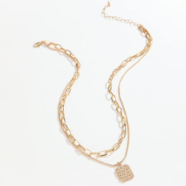 

Geometric Charm Layered Necklace, Gold